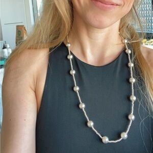 Tiffany & Co. Vintage Modern Bead Station Necklace Sterling Silver 37”